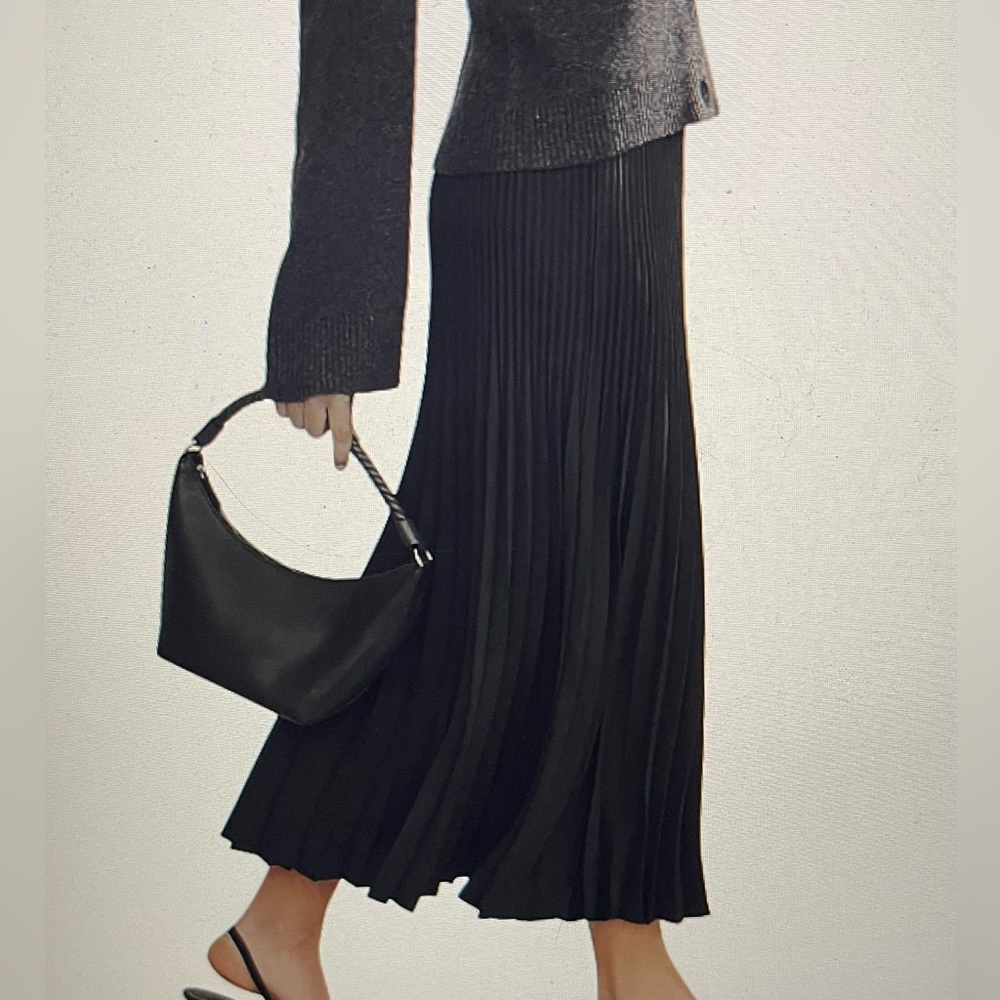 Jenni Kayne  Slate Grey NWT Pleated Skirt  with Black Trim Size XS